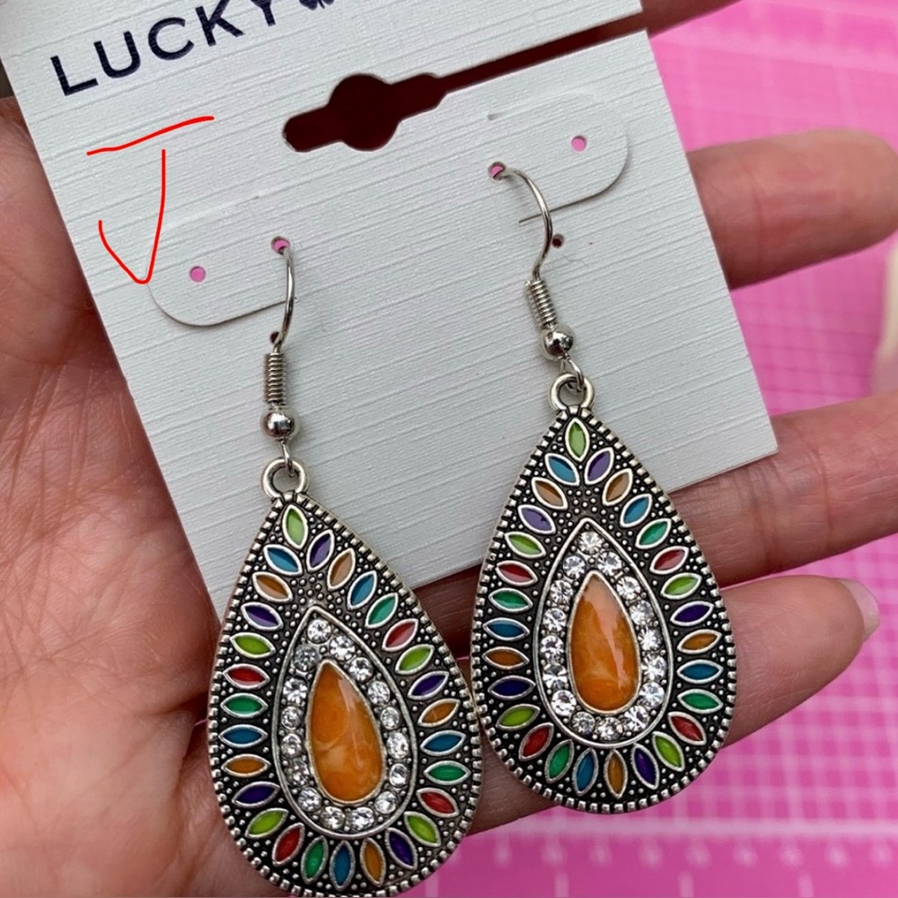 Lucky Brand Multicolor beaded tassels Teardrop Earrings